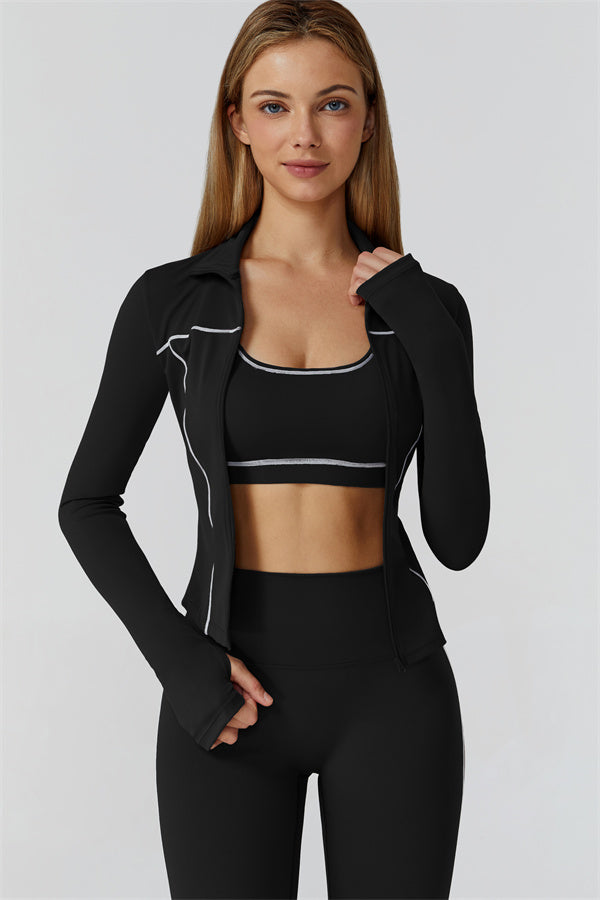 The Venus Zip Top Sports Bra Leggings 3-Piece Set