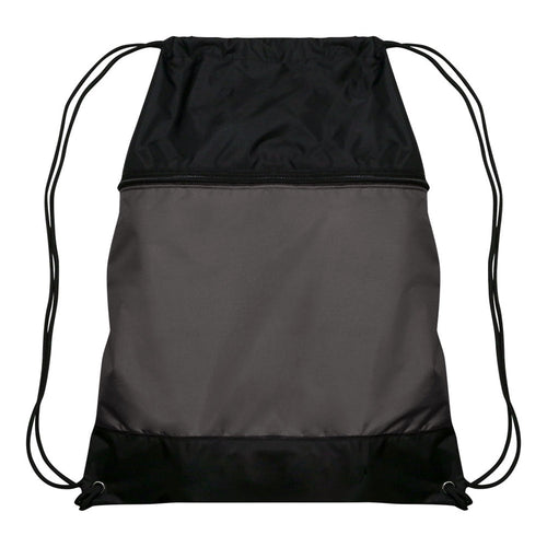 DRAWSTRING BAG W/ZIPPER POCKET