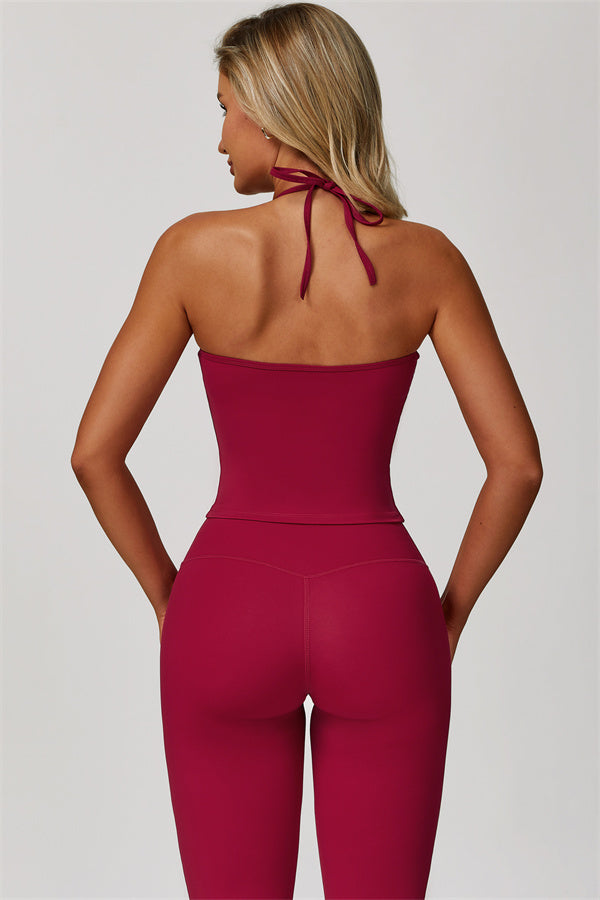 The Surge Halter Crop Top Flared Leggings 2-Piece Set